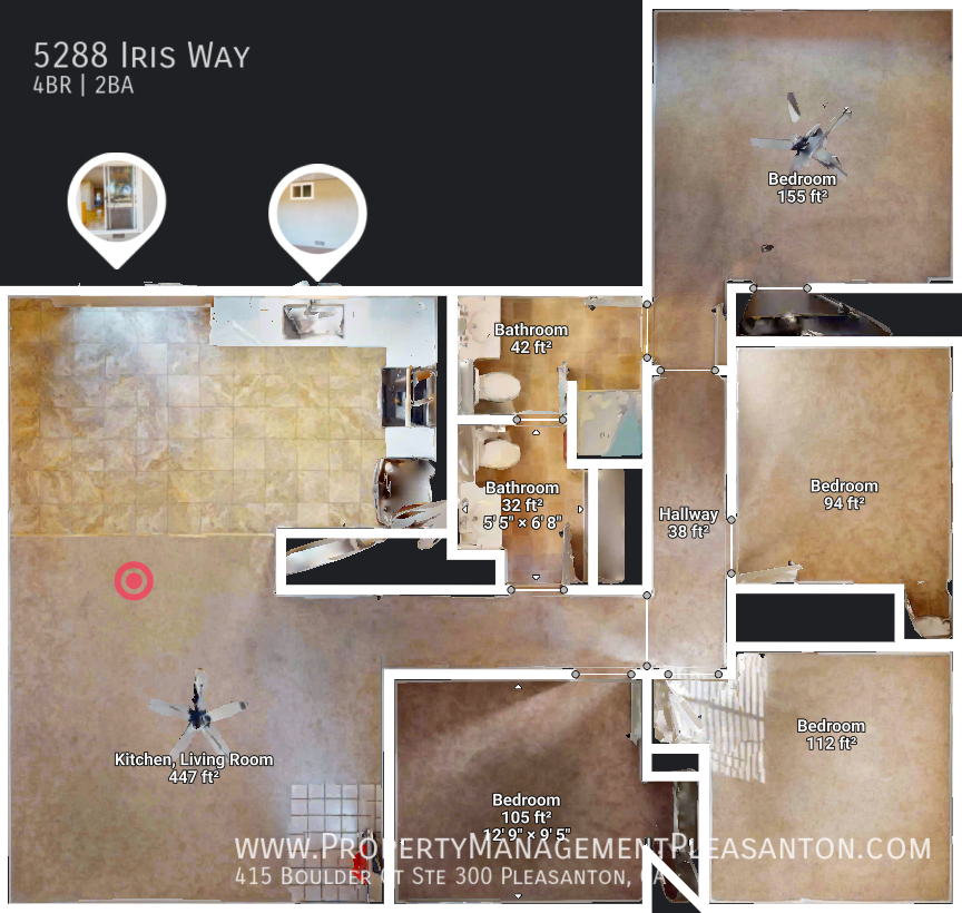 Single Story, 4 bed, 2 bath,  1196 sq ft home property image